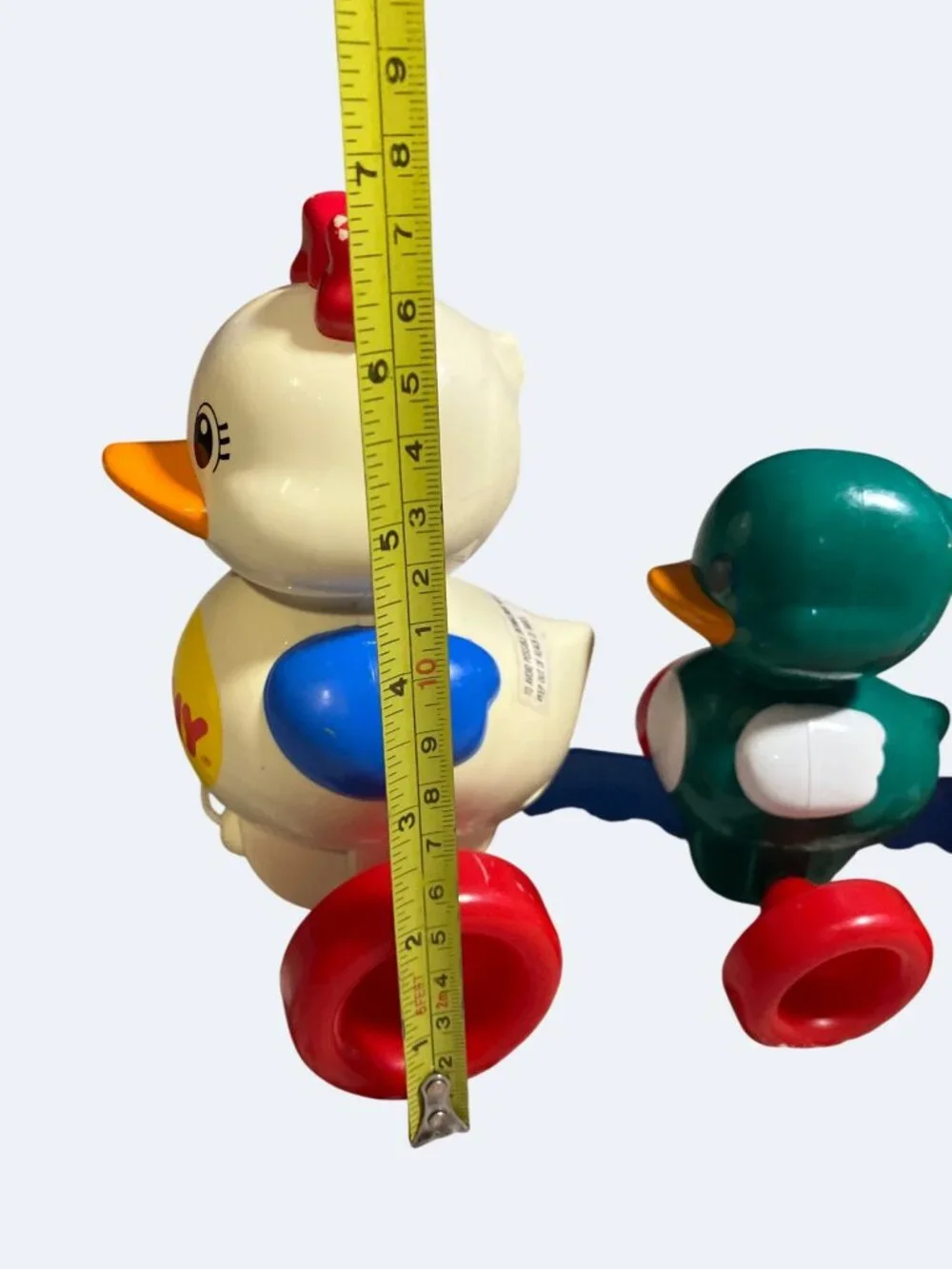 Tomy Vintage Pull-Along Duck Family Toy With Rolling Wheels & String Plastic